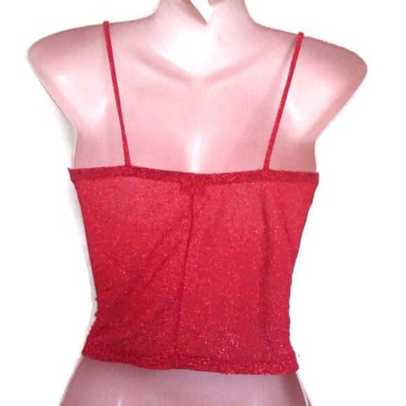 1990s vintage sexy red lace camisole shirt crop top size extra small xs - Picture 7 of 8